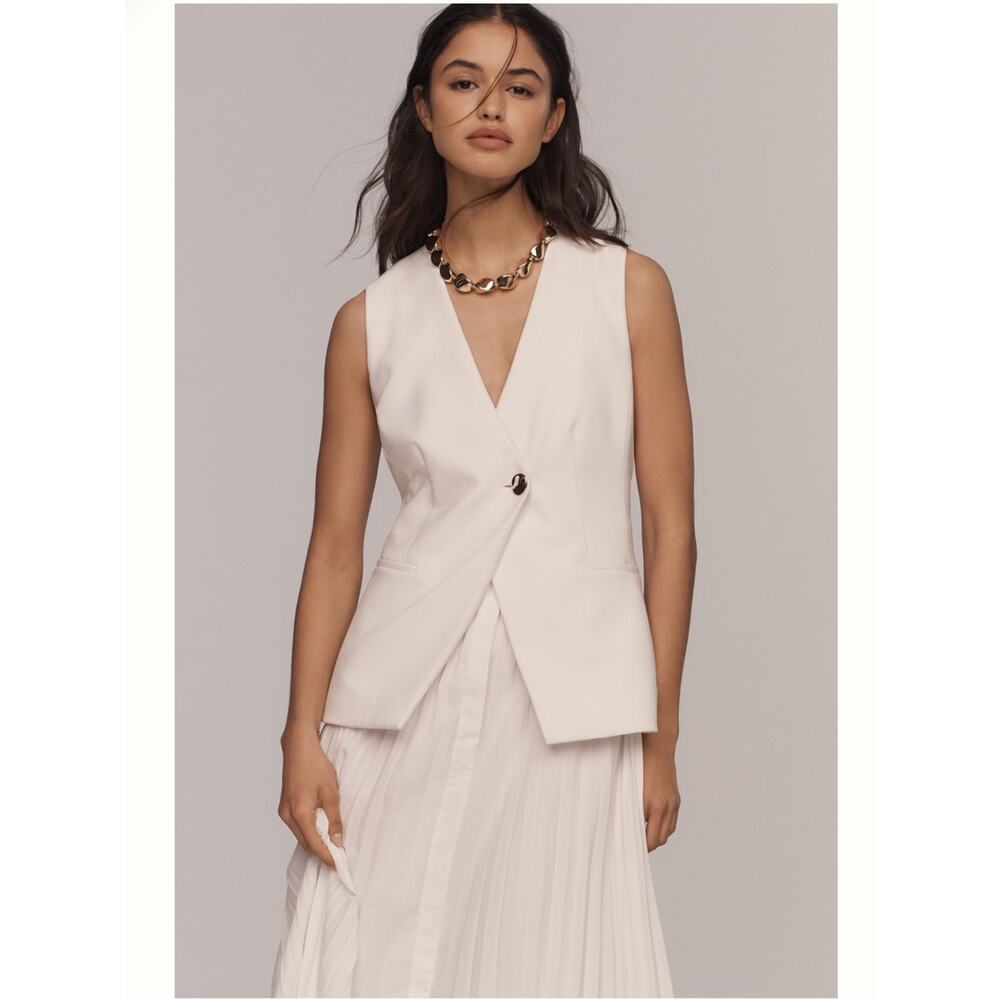Derek Lam 10 Crosby White Pleated Mixed Media Midi Dress NWT Size 6 Designer - Picture 10 of 16